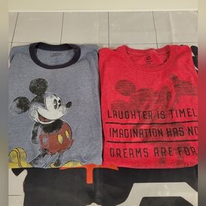 Ladies Disney Shirts Bundle: Red Modern Medium+Grey Distressed Retro Grey Large